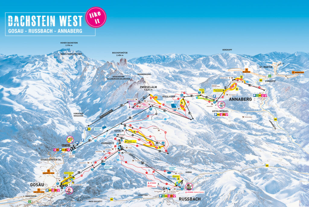 Dachstein West ski resort map