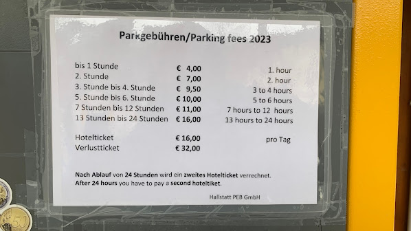 Hallstatt parking Price fee