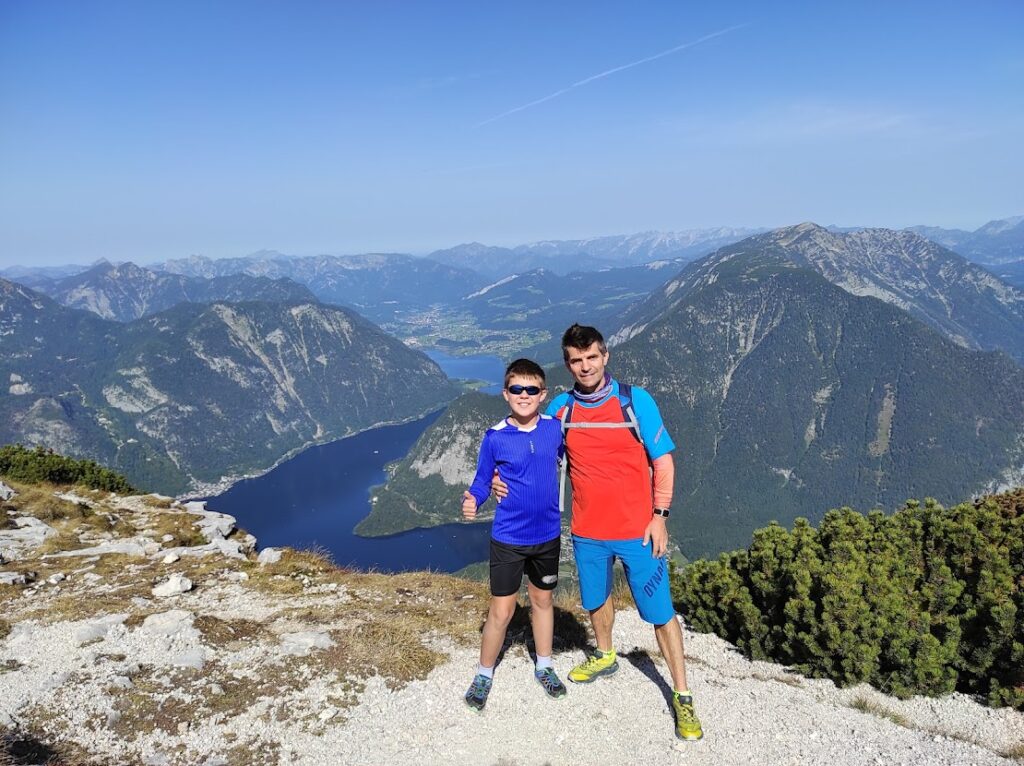 view of Hallstatt lake on our hike to Five Fingers, Welterbespirale and Dachstein Shark