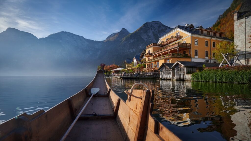 Seehotel Grüner Baum from Zille on Lake Hallstatt