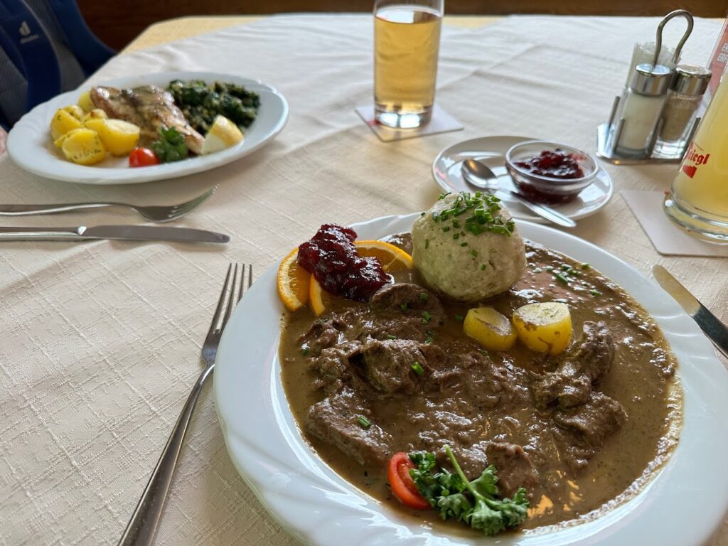 Gasthof Gosausee  restaurant food - beef and dumpling