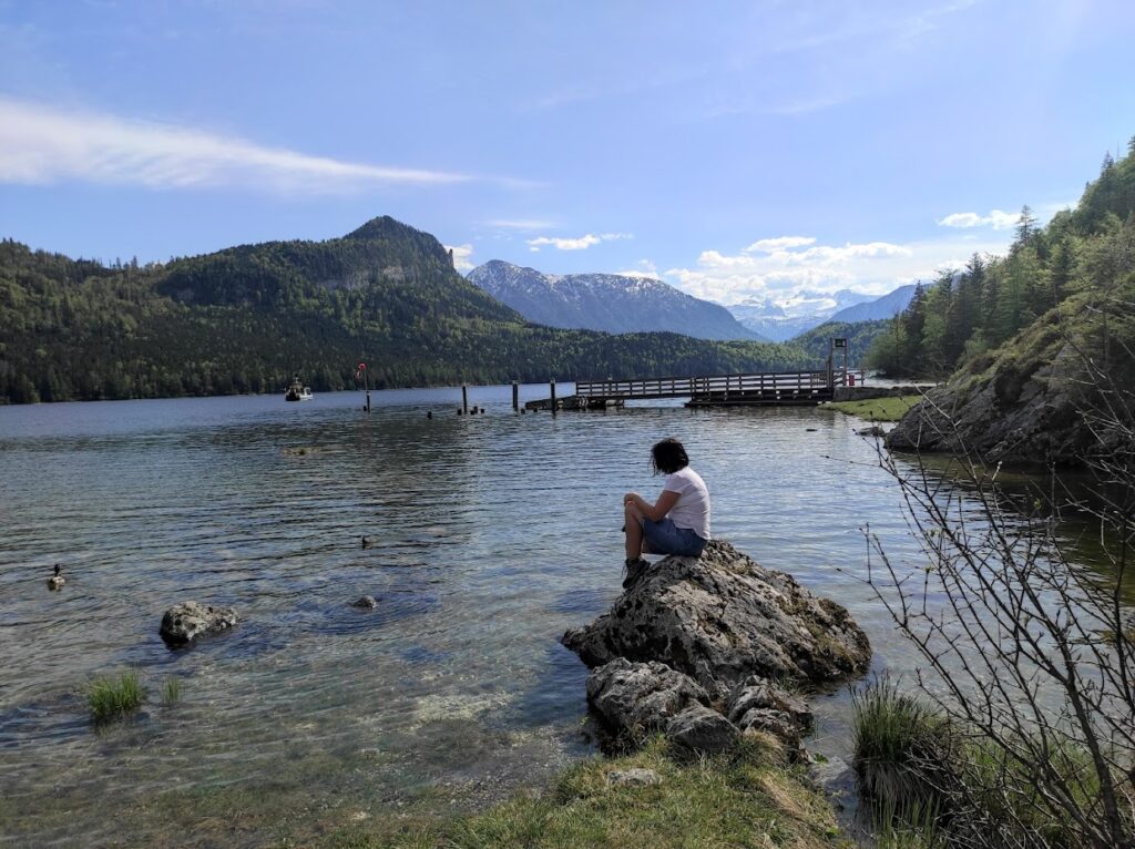 Altausseer See - sitting on stone