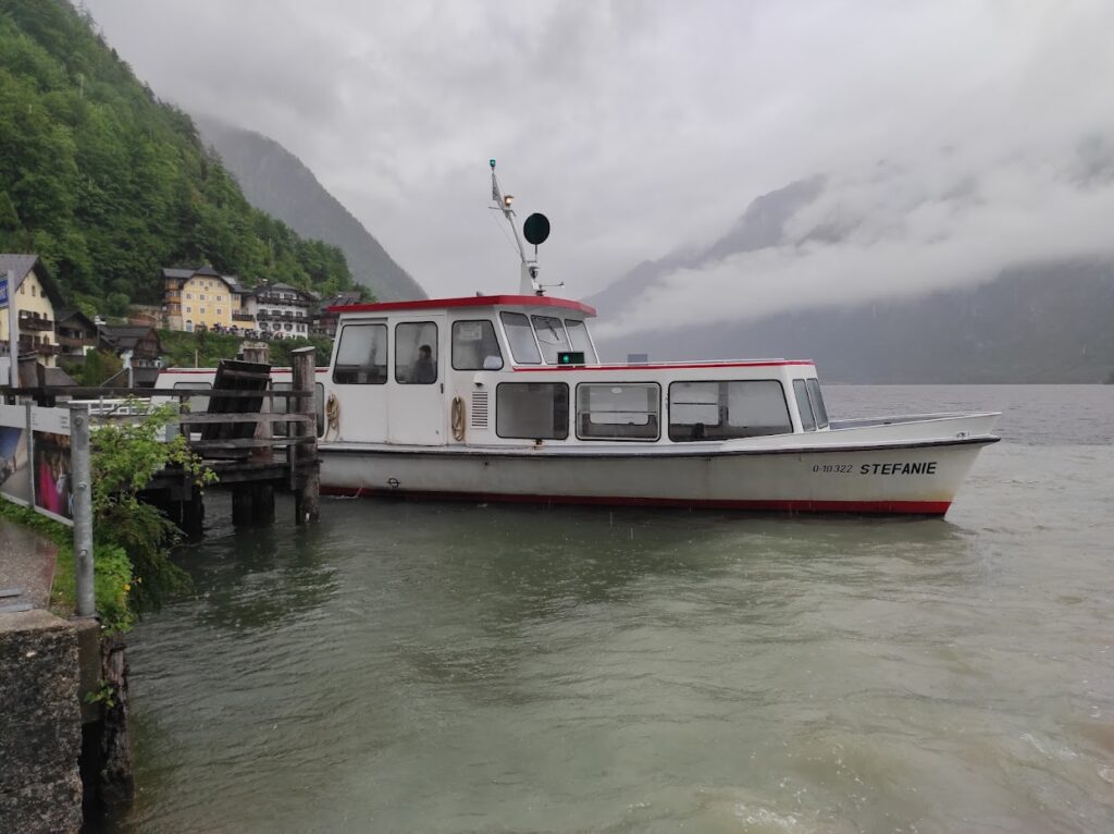 Hallstatt in May on rainy day - Stefanie boat - ferry ride